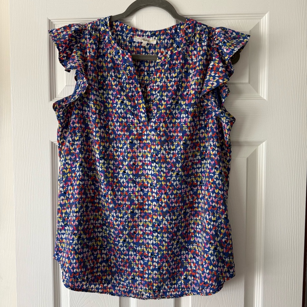 Multicolor Ruffle Sleeve Blouse - Picture 2 of 7